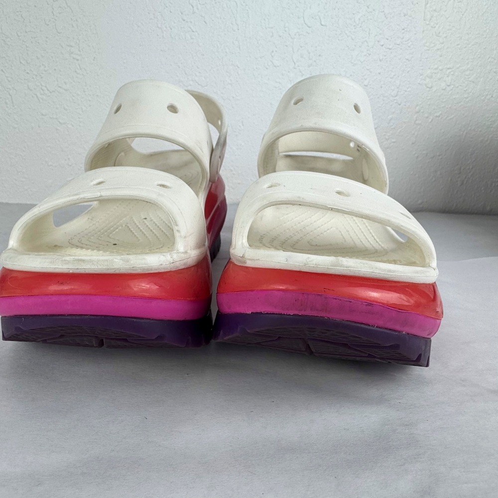Crocs Mega Crush Sandal White Pink Purple Platform 207989 Womens Size 9 - Picture 2 of 6